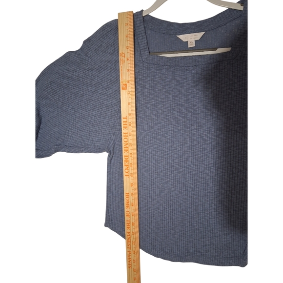 EUC Lauren Conrad Sz. XS Slate Blue Ribbed balloon 1/2 Sleeve Pullover Top - Picture 4 of 9